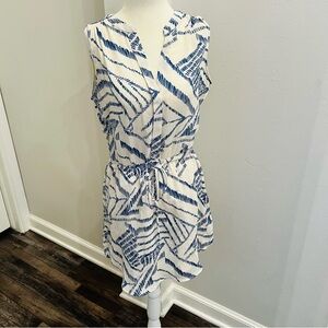 Gap Split Neck Shirt Dress Blue White Women’s Size Small